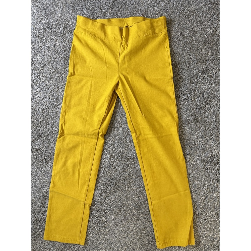 Popana Women's Yellow Mid-Rise Straight-Leg Dress Pants Size L